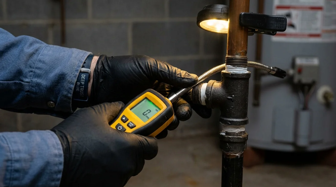 Gas leak detection with electronic sniffer by Johns Plumbing LLC in Whitefish
