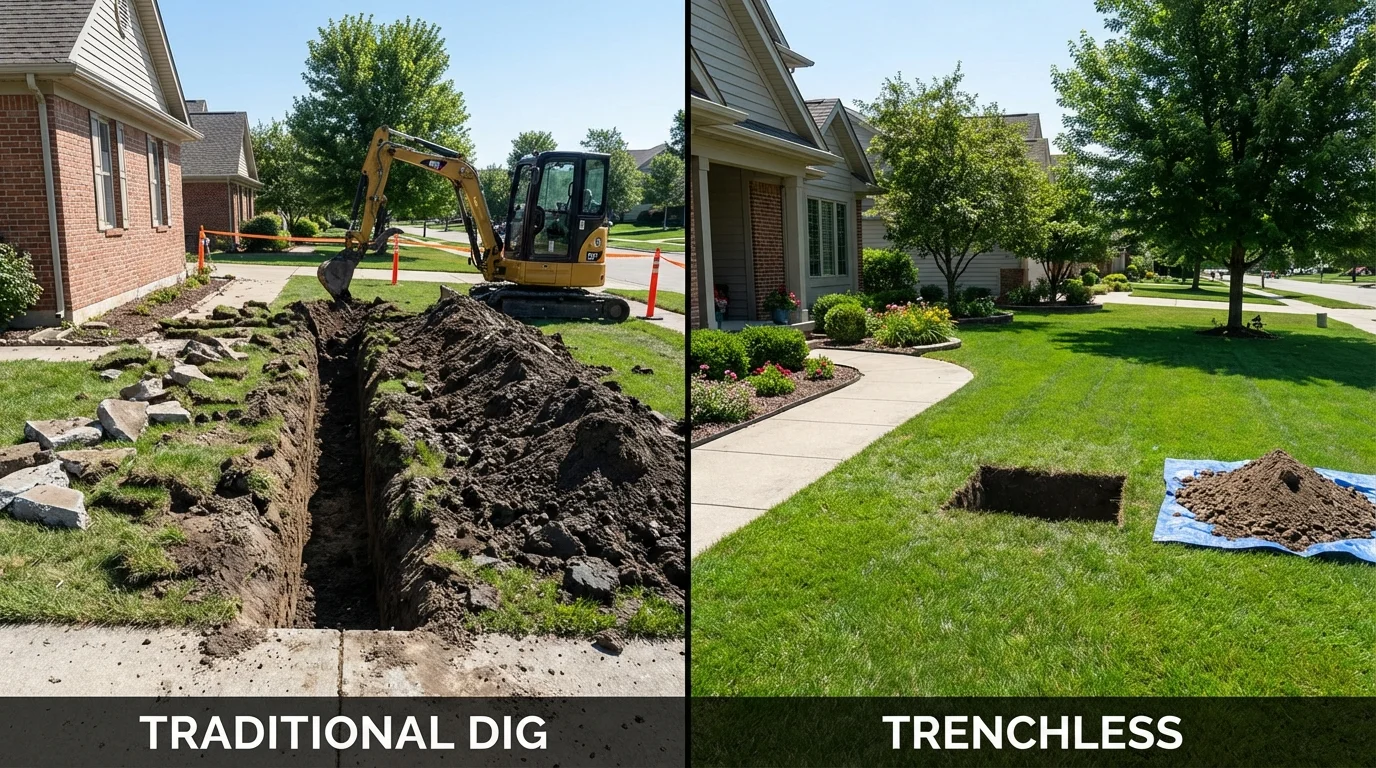 Trenchless sewer repair with minimal yard damage versus traditional excavation in Whitefish, MT